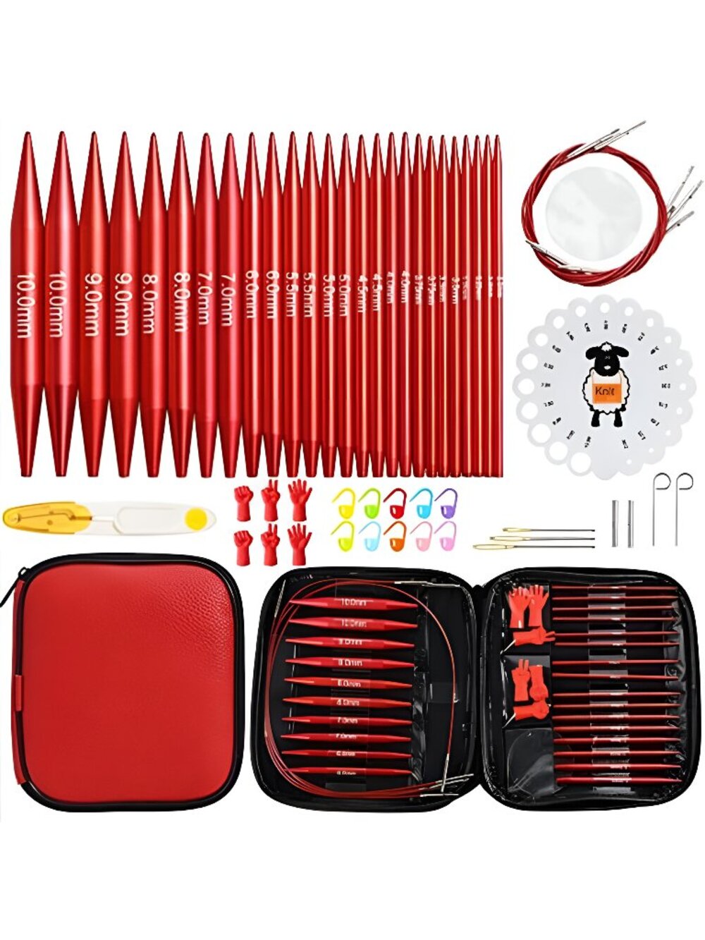 57 pcs Aluminum Circular Knitting Needles Set with Ergonomic Handle